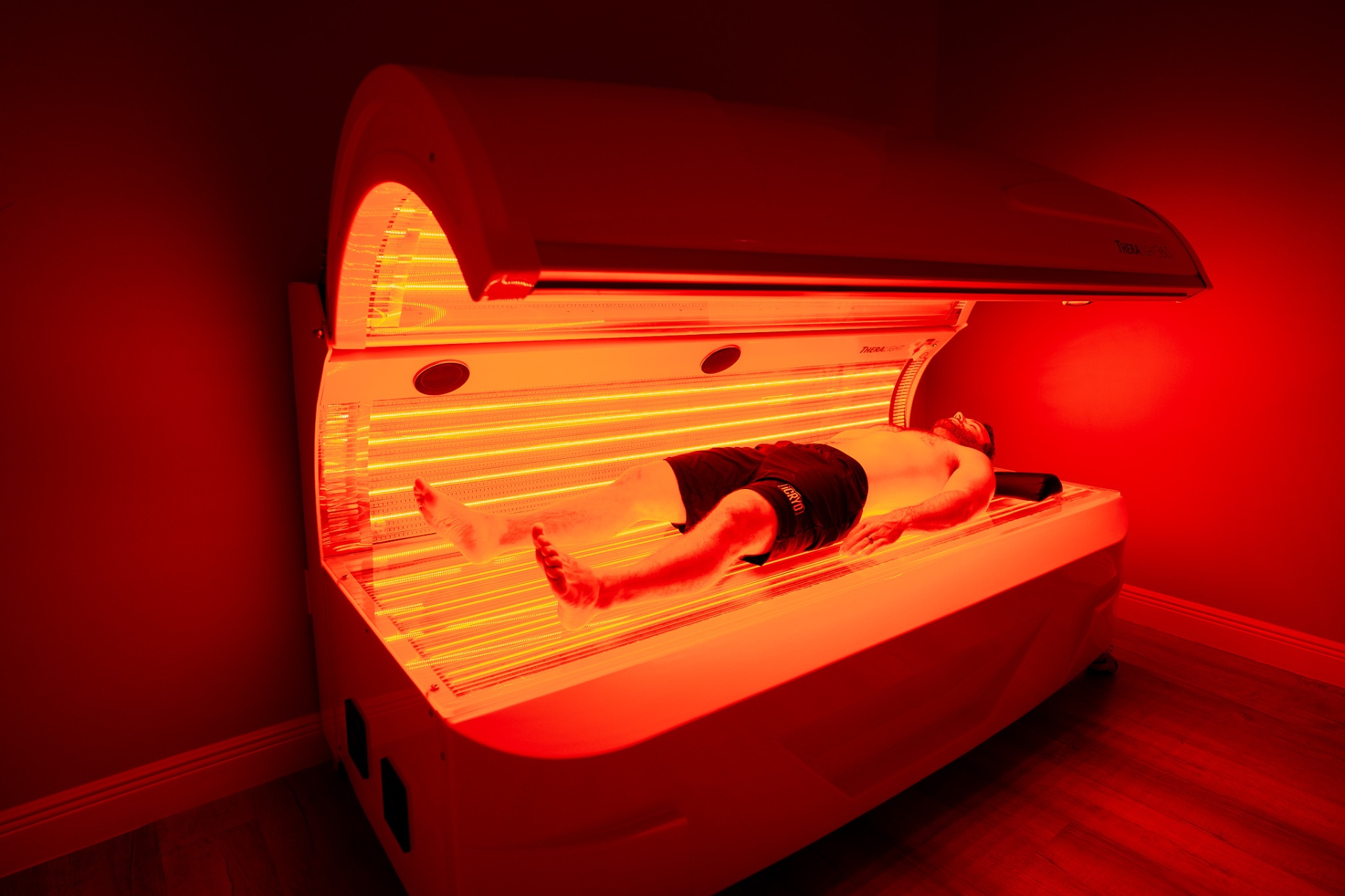 TheraLight 360 full-body red light therapy bed at iCRYO Helotes